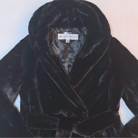Trina Turk Belted Faux-Fur Jacket - Picture 1 of 12